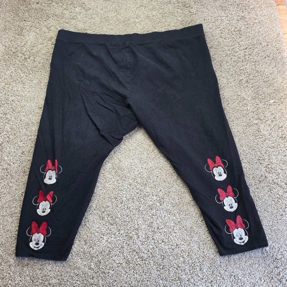 Disney Minnie Mouse Women Size 6 Black Spandex Cropped Leggings Plus Size 44x24